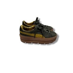 Puma Fenty Rihanna Cleated Creeper Womens 8 Green Yellow Suede Platform Sneakers